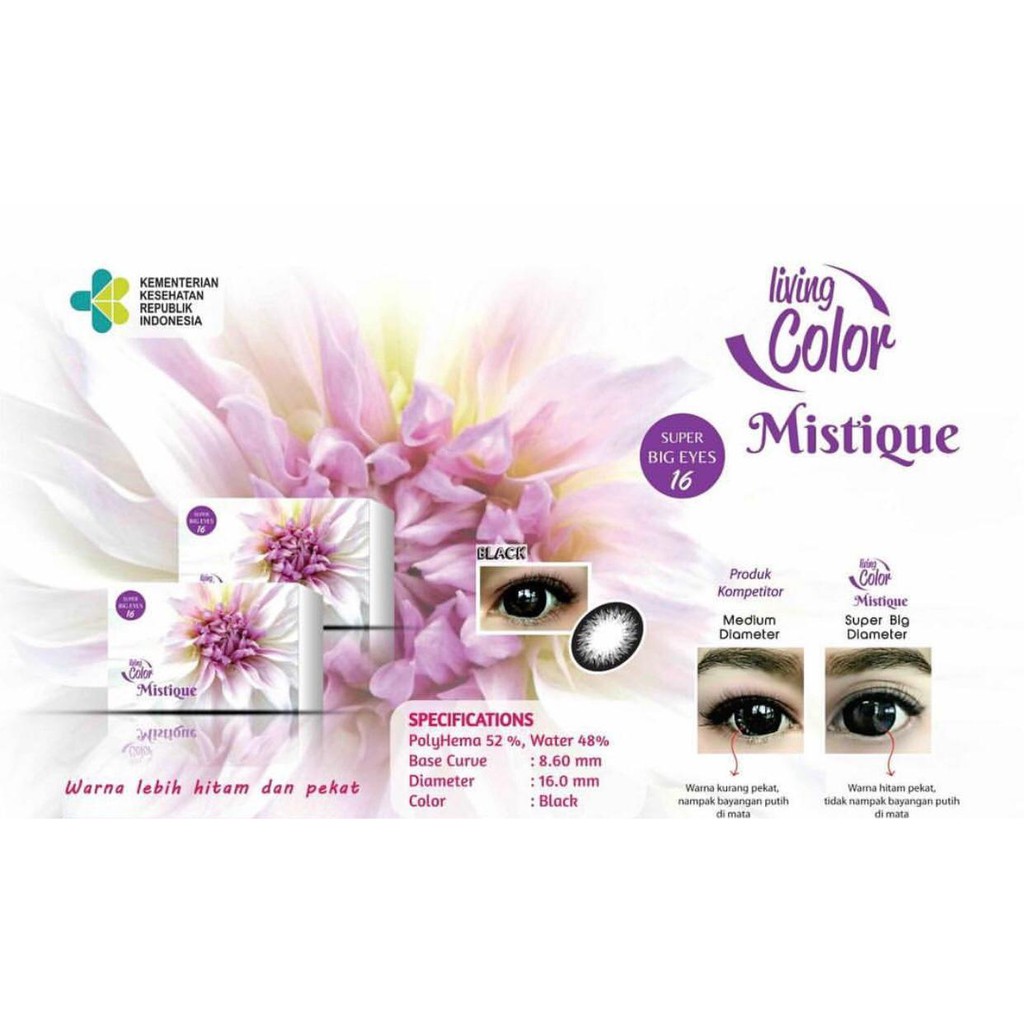 Softlens Mistique Black &amp; Grey 16mm like n8