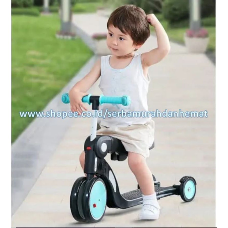 Sepeda Roda Tiga Scooter anak 5 Fungsi BEBEHOO 5 in 1 Multifunctional Deformation Wheeled Skuter