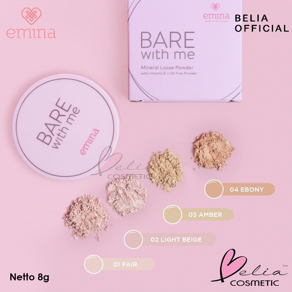 ❤ BELIA ❤ EMINA Bare with Me Mineral Loose Powder 8g | bedak tabur emina