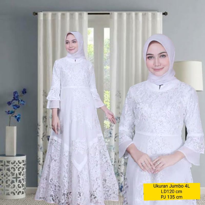 GAMIS PUTIH UMROH ALESHA MEWAH JUMBO 4L