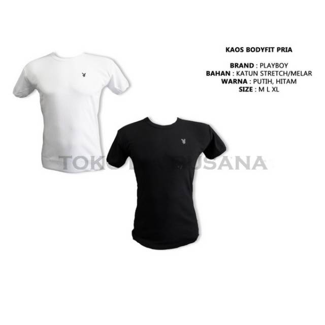 Kaos Oblong Playboy / Kaos Bodyfit Playboy / Kaos Oblong Casual Playboy Putih Dan Hitam Murah