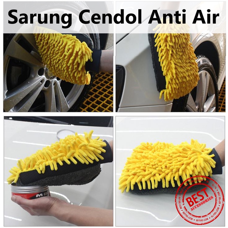 Sarung Tangan Cendol Anti Air TEBAL Microfiber Lap Mobil 726