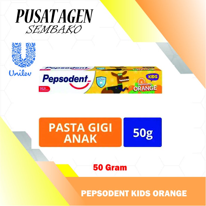 PEPSODENT KIDS ORANGE 50 G GR GRAM PASTA GIGI ANAK JERUK 50G 50GRAM 50GR KECIL ODOL
