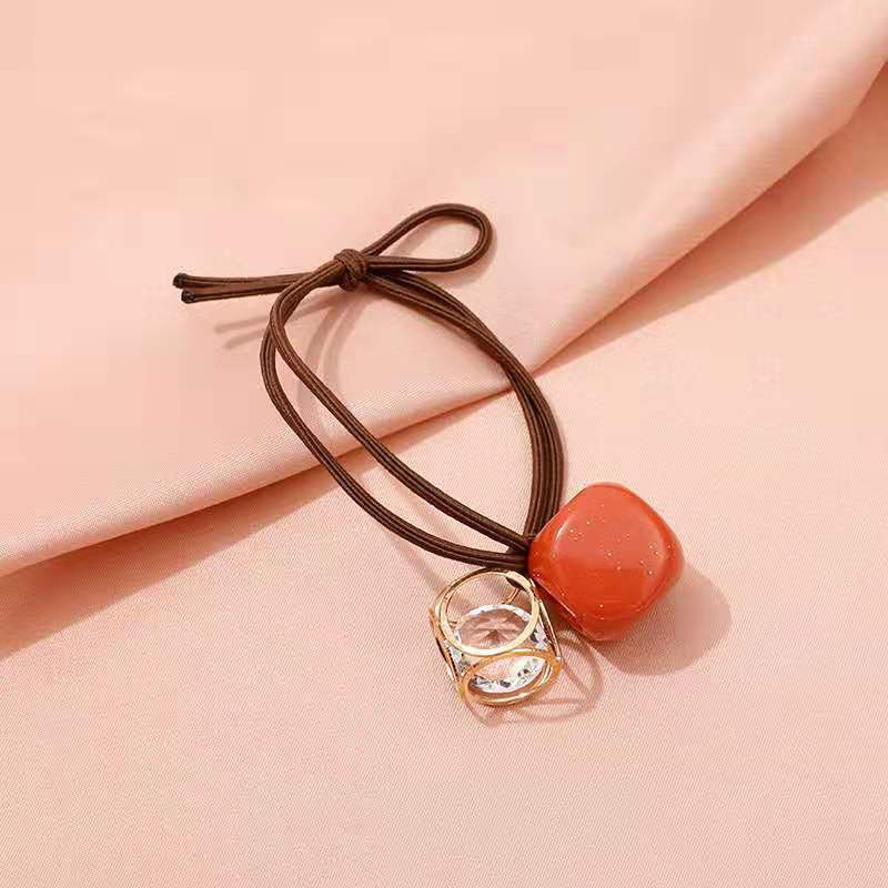 OSM - F923 Ikat Rambut Motif Geometri / Karet Fashion Wanita / Kuncir Rambut / Geometry Hair Tie-Pink