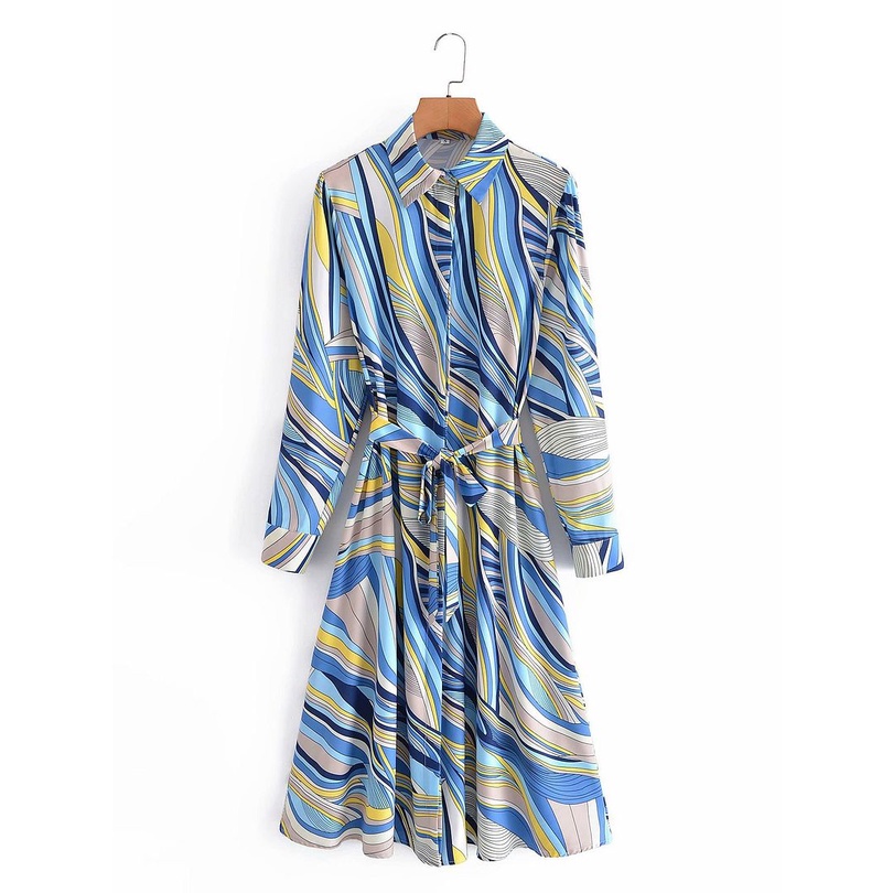 Dress casual import Blue Mix Color korea style biru