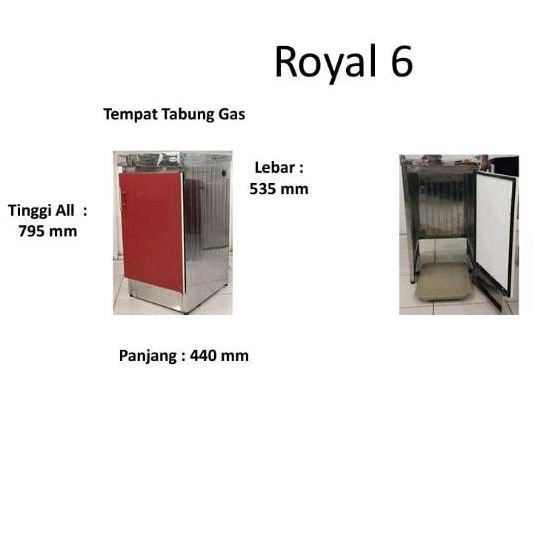 Tempat tabung gas Royal R 6 stainless rak kompor meja dapur kitchen set cabinet 1 pintu