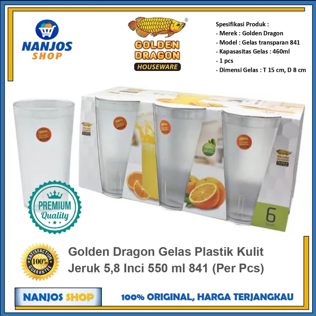 Golden Dragon Gelas Plastik Kulit Jeruk 5,8 Inci 550 ml 841 Per Pcs