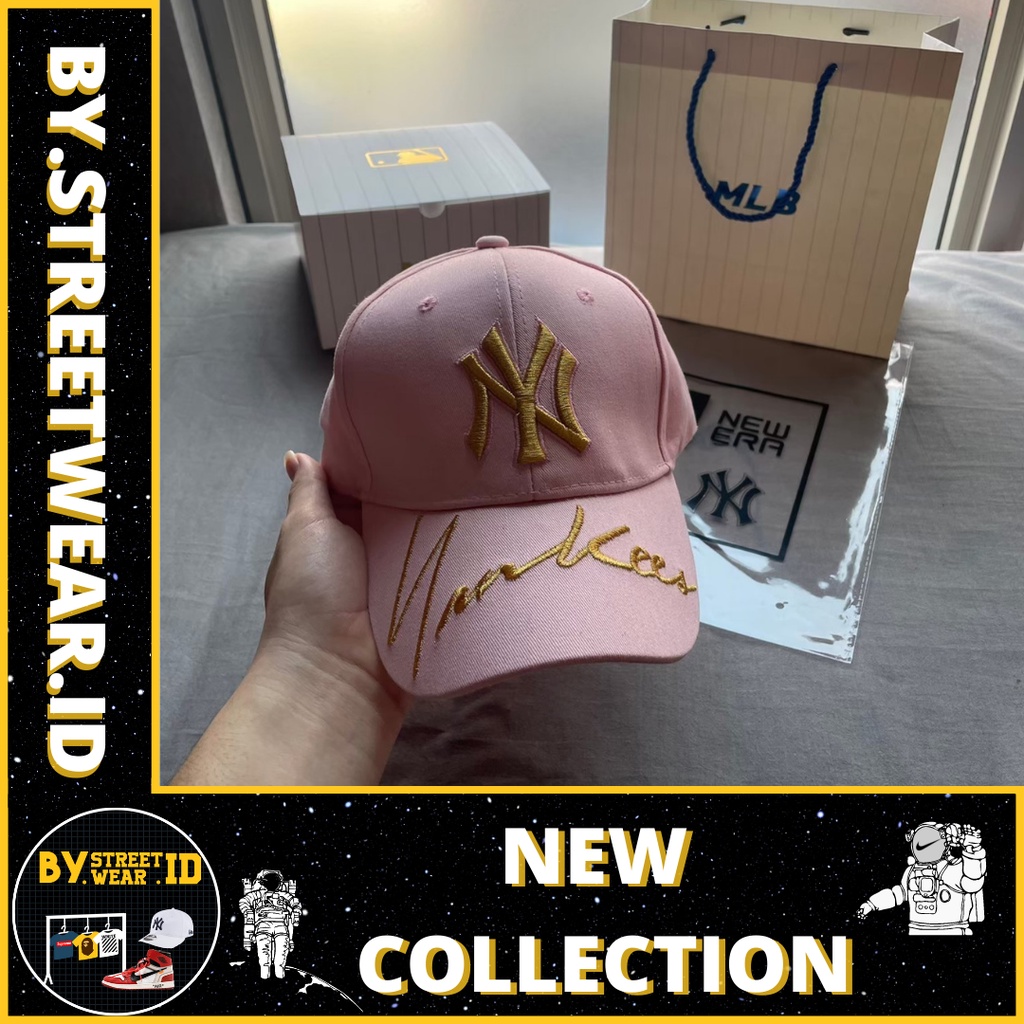 Topi Baseball Pria [ MLB Yankees Cap ] Pink