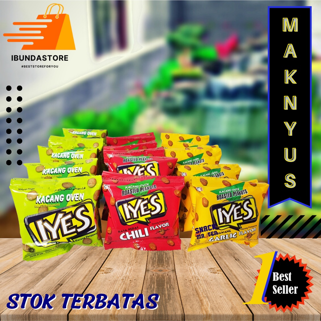 

Kacang Oven Iyes Renceng 10 pcs x 5g / Kacang Telor / Kacang Oven / Best Seller / Limited Stock / Snack Murah Surabaya / Camilan / Agen Surabaya / IBUNDASTORE