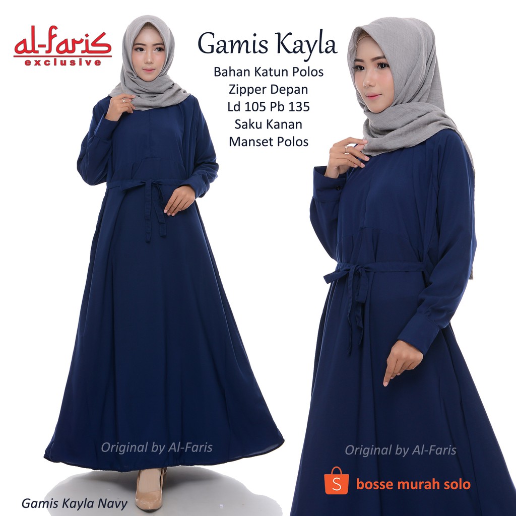 Gamis Katun Polos, Gamis Polos Murah, Kayla by Al Faris