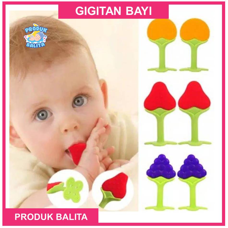 Gigitan Bayi Bentuk Buah Teether Bayi Bahan Silikon Mainan Gigitan Bayi aby Tooth Teether