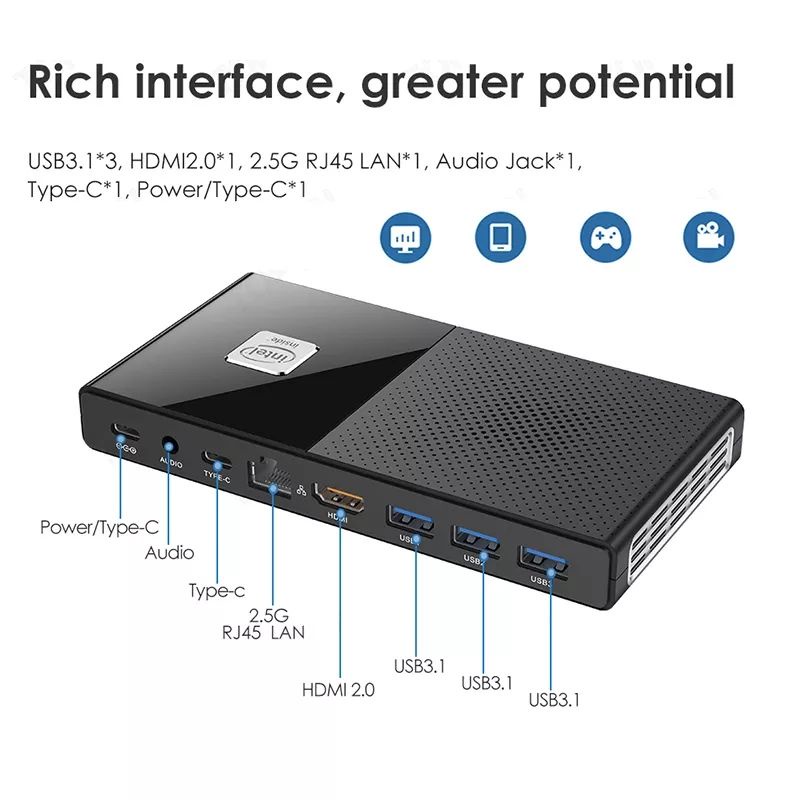 Mini PC M6 8/128GB SSD Intel Quadcore N6000 HDMI WiFi6 Windows 11 Pro