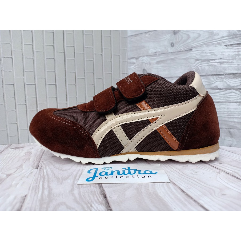 janitra sepatu anak sport sneakers anak coklat newsport