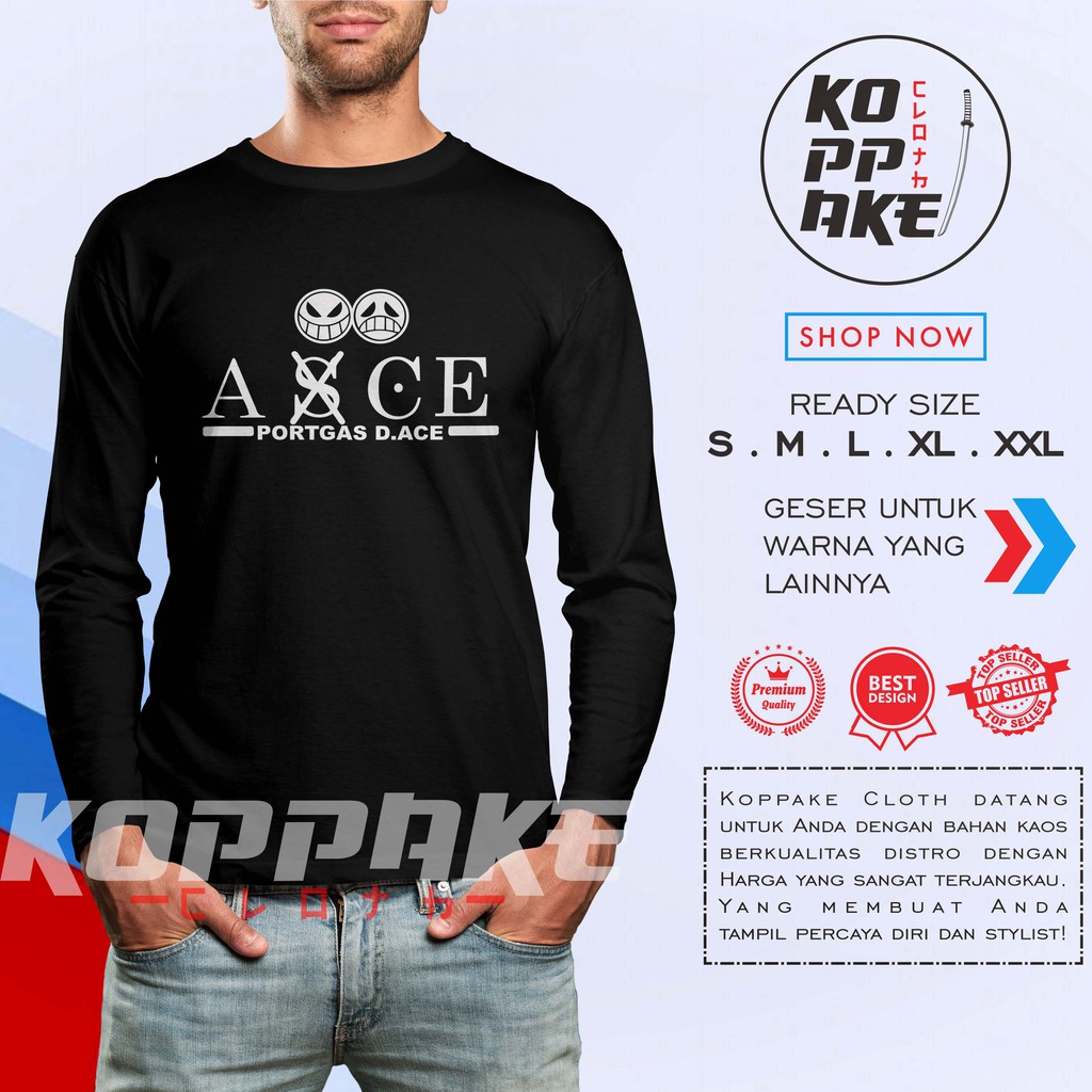 Kaos Hiken no Ace One Piece Lengan Panjang Baju Anime