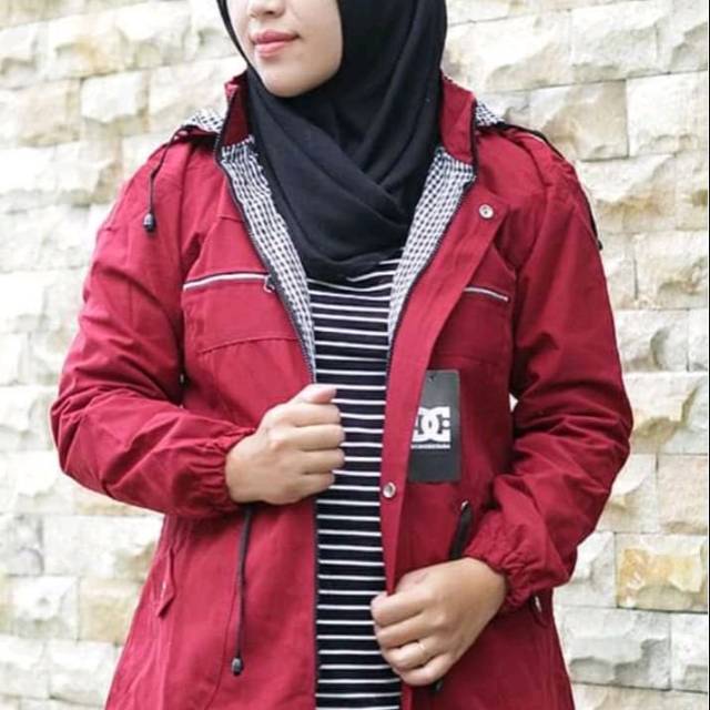 Jaket parka cewe / semi parka cewe bahan kanvas tebel