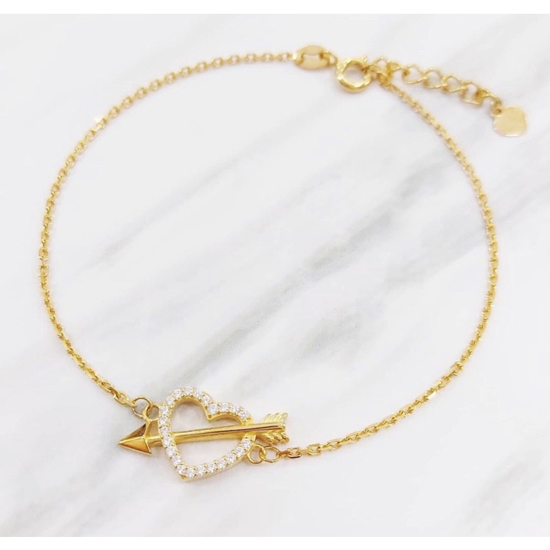 Gelang wanita emas asli kadar 375 love panah yt