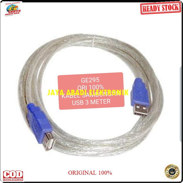 G295 SAMBUNGAN USB 3M ORIGINAL Kabel usb sambungan 3 meter cable komputer laptop computer extension konektor splitter audio sambungan cewe cowo Jek jack penyambung converter female male G295  200 gram ORIGINAL 100% GARANSI 1 TAHUN melayani GROSIR DAN ECER