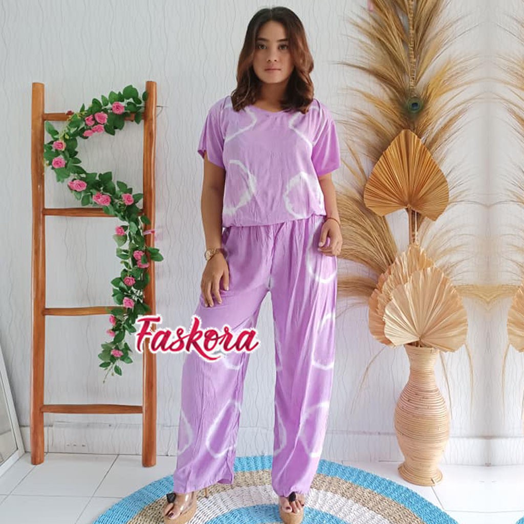 Baju Tidur Rayon Jumbo Pendek / Piyama Pendek Jumbo Rayon Sibori / Baju Tidur Pendek Jumbo Murah