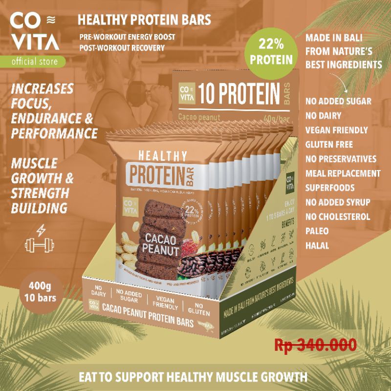 

Covita Healthy Protein Bars Box - Cacao Peanut (10pcs)