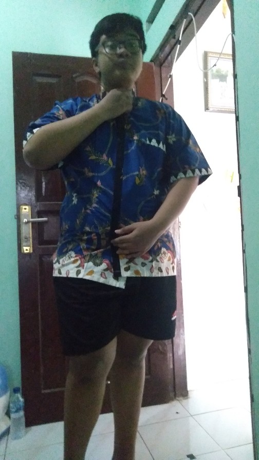 722 Biru Couple Kemeja Batik Dewasa M- Bigsize 5l, Anak Laki 2 - 2 Thn