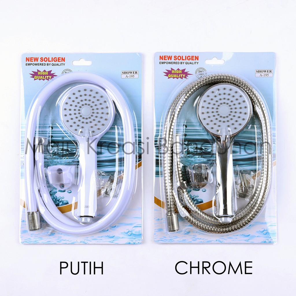 Hand Shower SOLIGEN A195 PVC ABS Chrome Putih Kamar Mandi Tipe A 195 Kepala Toilet
