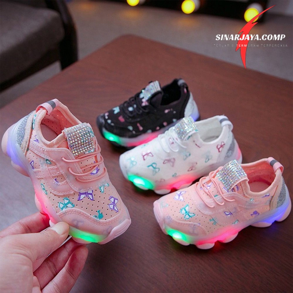 Terlaris !!! Sepatu Anak LED model kupu kupu Sneakers Anak