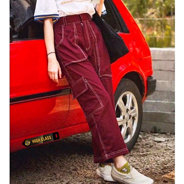 Amber Chino Pants Wanita / Celana Korea Cewek Terbaru / Baggy Kulot