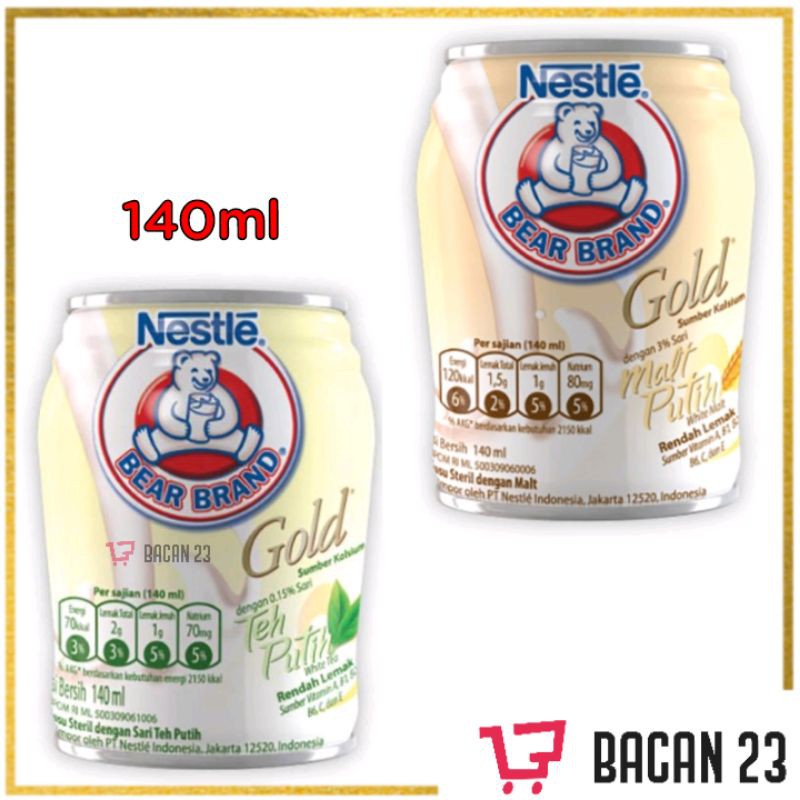 Bear Brand Gold Malt / Teh Putih (140ml) / Susu Beruang / Bacan 23 - Bacan23