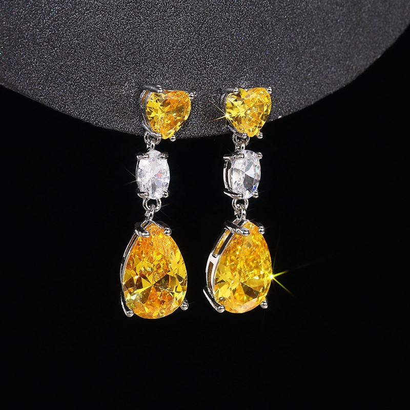 Anting Tusuk Gantung Statement Bahan Akrilik Desain Tetesan Air + Permata Untuk Wanita