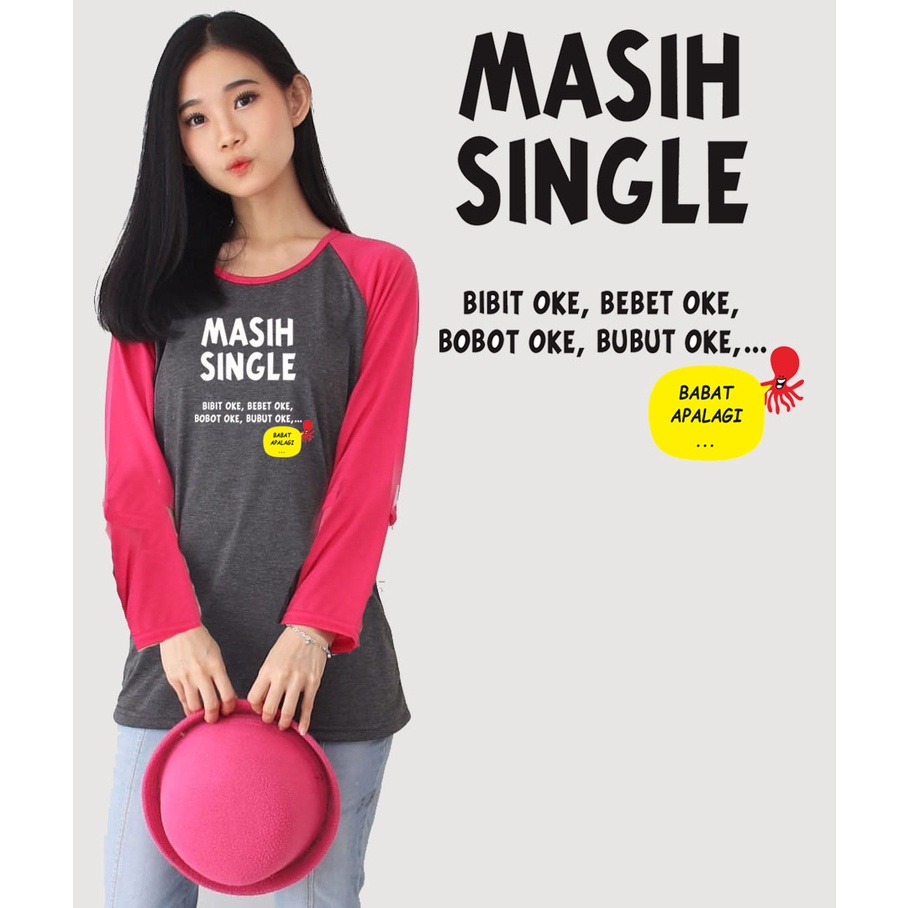 Kaos Raglan Abu Tua Lengan Panjang Gambar Masih Single