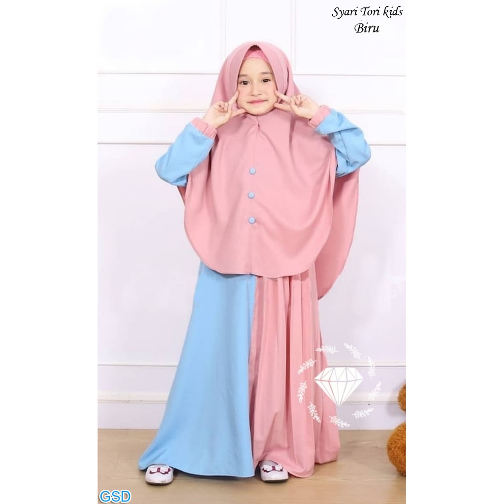 Syari Tori kids/Pakaian Muslim Anak / Baju Anak Gratis Hijab/ Baju Muslim Anak Cantik