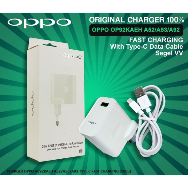 Charger Oppo A92 / A53 / A52 Fast Charging Tipe C - Original