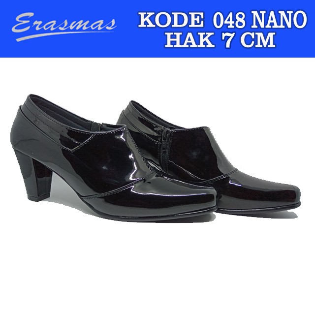 Sepatu PDL Sus Resleting 048 Erasmas ANKLE BOOT Polwan Kowad DISHUB SATPOL PP  Hak 7 CM Hitam