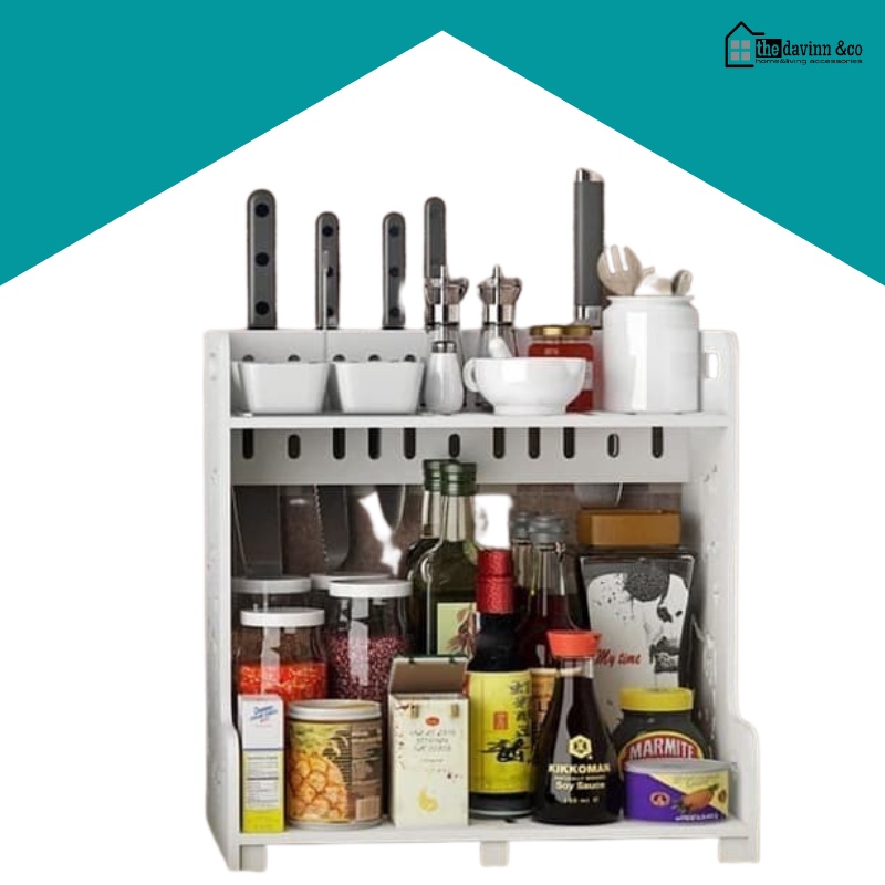 Rak Bumbu Dapur Penyimpanan Bumbu Serbaguna Rak Susun Rak Botol Rempah-rempah  Tempat Bumbu Susun Botol Rak Toples Mini Bahan Kombinasi  Rak dapur Berdiri 2 Tingkat Serbaguna Rak bumbu dengan Rak Talenan Tempat Sendok Kitchen Set Organizer Dapur Aesthetic