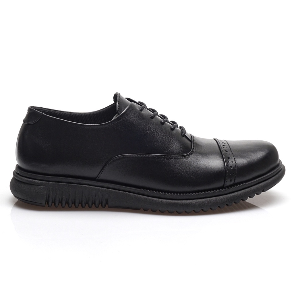 Einstein Black (Kulit Asli) - Sepatu Pantofel Pria Kulit Asli Formal Kerja Kantor Kuliah Casual Tali Pantopel Cowok Pria Oxford Pantofel Hitam Pria