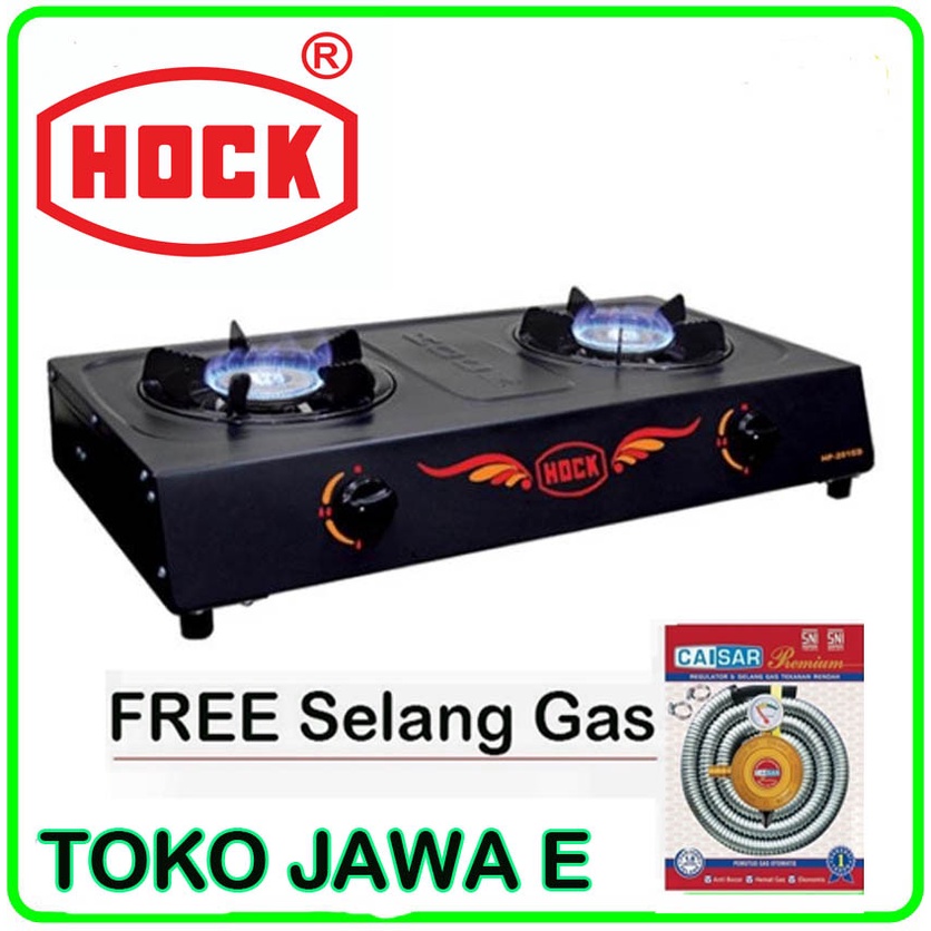 KOMPOR GAS 2 TUNGKU HOCK Hp-201ed Kompor Gas 2 Tungku Elegant Deluxe - Teflon