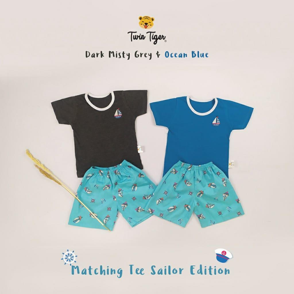 TWIN TIGER (1set) Matching Tee &quot;SAILOR&quot; edition Stelan Anak Bayi Laki-Laki (1-5thn)