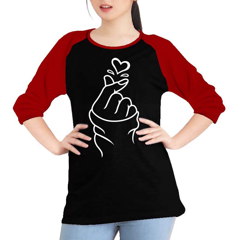 Kaos Raglan (LOVE)/Kaos Wanita Lengan Tanggung/ Kaos Wanita/ Kaos Cewek/ Kaos Wanita