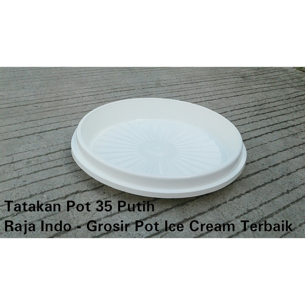 Tatakan Pot Plastik 35 Putih 35 Alas Pot Bunga 27 Cm 27cm Murah Grosir Tatakan Pot Putih