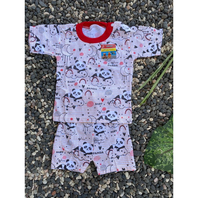 baju bayi motif panda lucu setelan 3-18bulan (PD014)