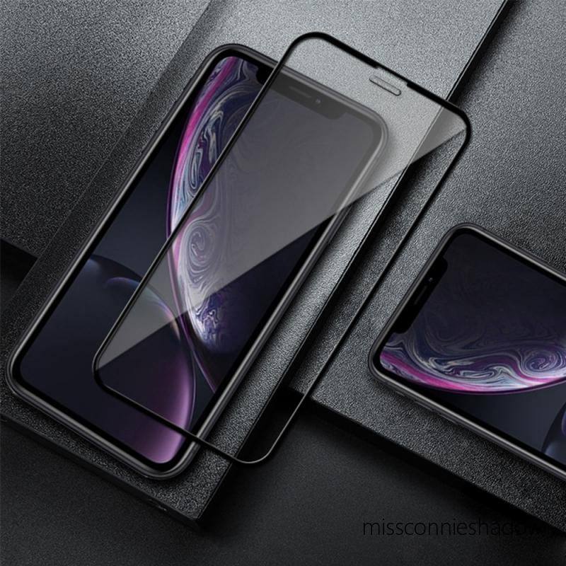 2in1 Black Tempered Glass Film Carbon Fiber Untuk Iphone 11 12 Pro Max 6 6s 7 8 Plus X Xr Xs Max Se 2020