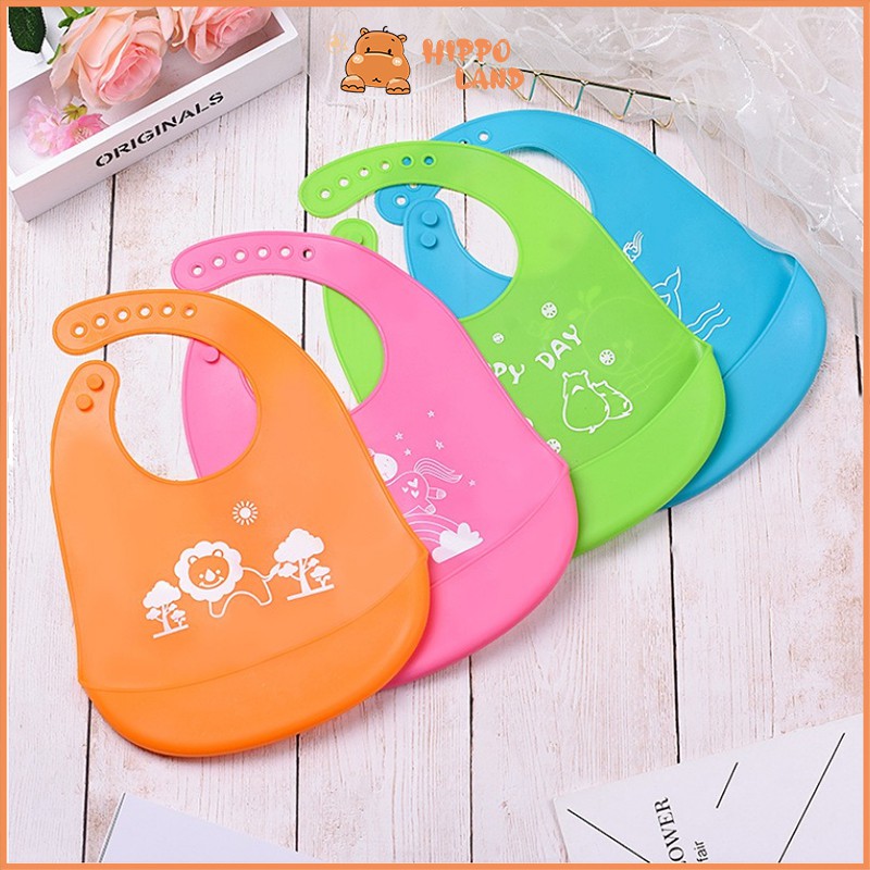 HIPPO LAND Celemek Makan Bayi BABY BIB SLABER Karet Anak Baby Burb Apron Silicon Bibs 192