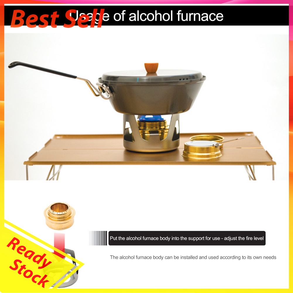 Portable Mini Alcohol Stove Burning w/ Stand Outdoor Camping Cook Furnace