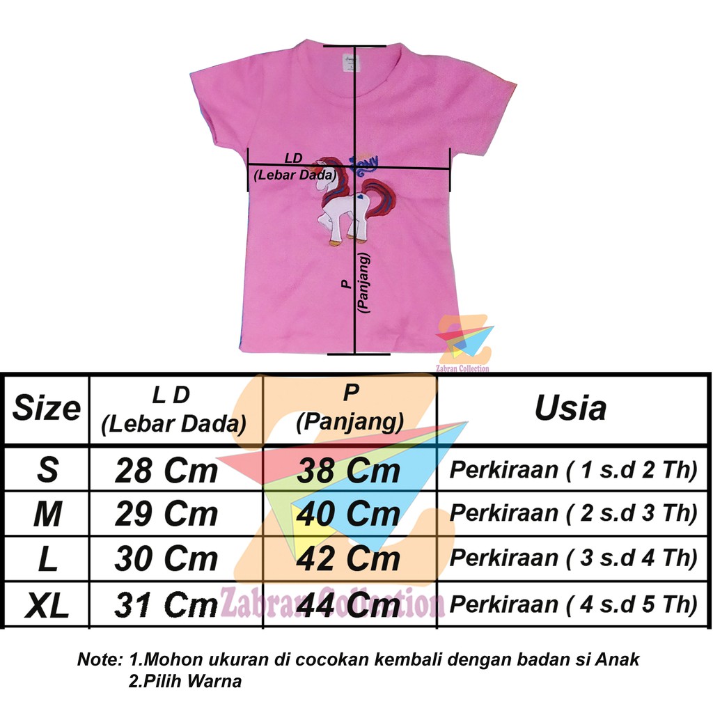 Pilih Warna Kaos Anak Cewek Bordir 1 Sampai 5 Tahun/COD Bayar Di tempat