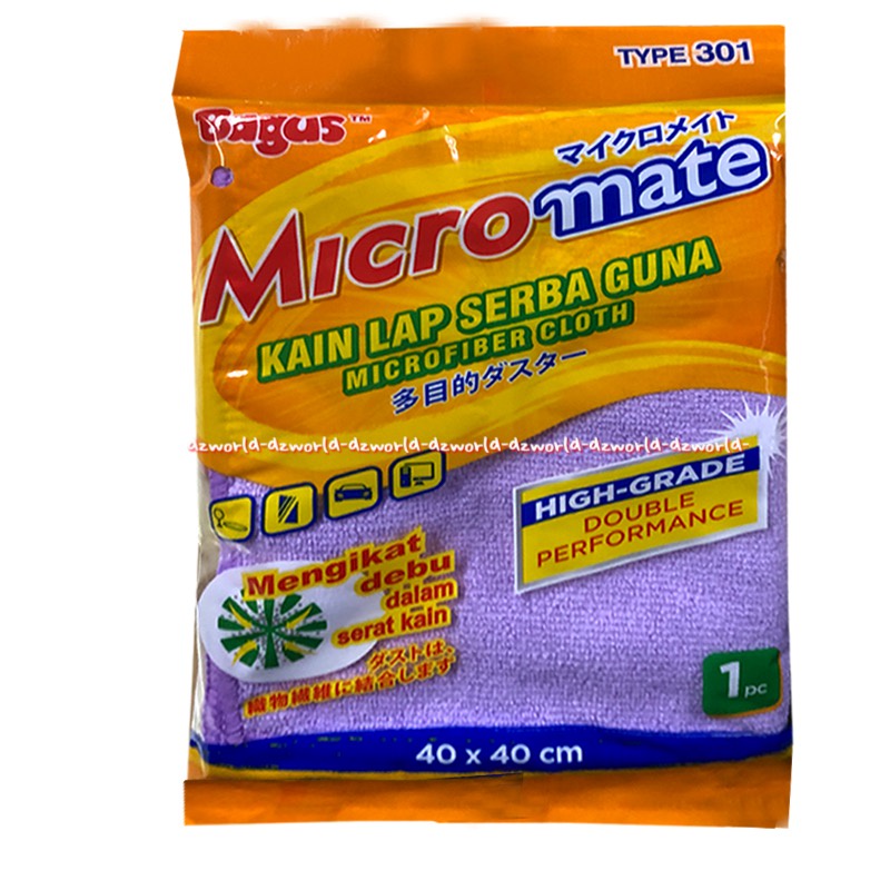 Bagus Micromate 40cm Kain Lap Serbaguna Microfibre Cloth Type 301 Mikro Faber Mikrofaber