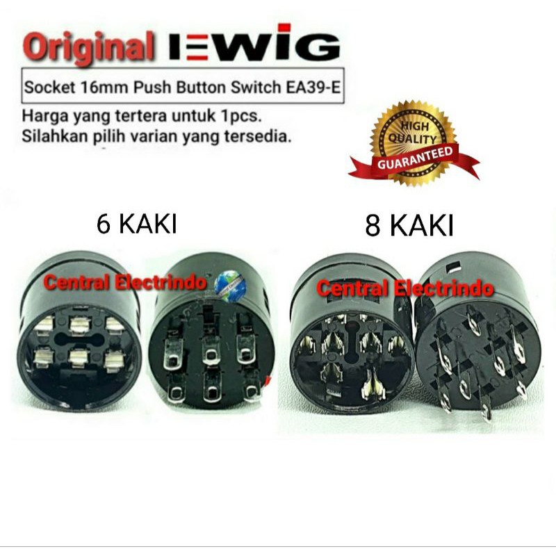 Socket Bantu Push Button Switch EWIG 16mm EA39-E 3/5/6/8 Kaki.