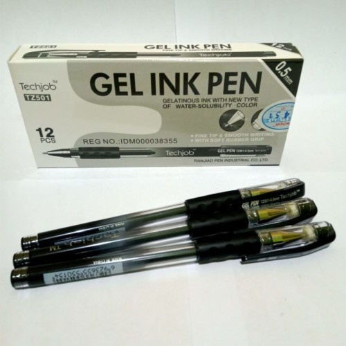 

Pulpen Gel 0.5 Techjob TZ 501 Hitam / Ballpoint / Bulpen Gel Hitam / Alat Tuli