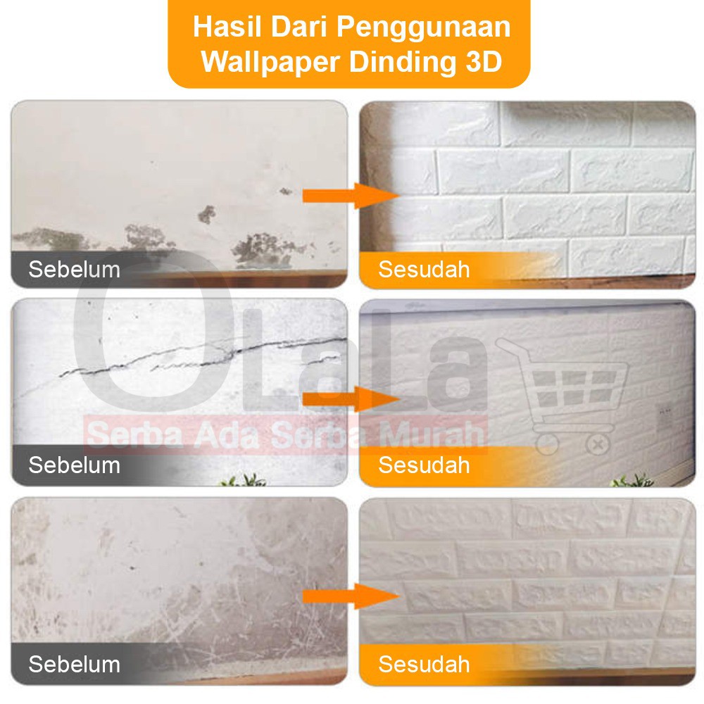 Wallpaper 3D Modern Foam Batu Bata Ukuran 70 X 77 Wall Sticker 3DQT-05-6