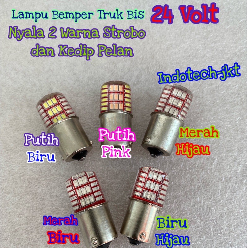 Lampu Bemper Truk Bis 24 Volt Nyala kedip 2 Warna 36 LED