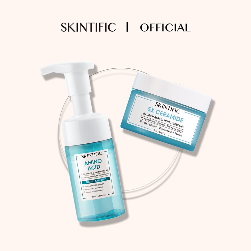 SKINTIFIC 5X Ceramide Barrier Moisture Gel & Amino Acid Ultra-gentle Cleansing Mousse